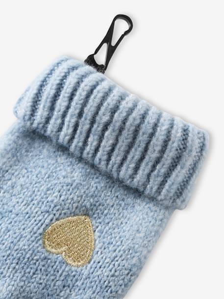 Ensemble bonnet + snood + moufles 'coeur' bébé fille bleu glacier 6 - vertbaudet enfant 