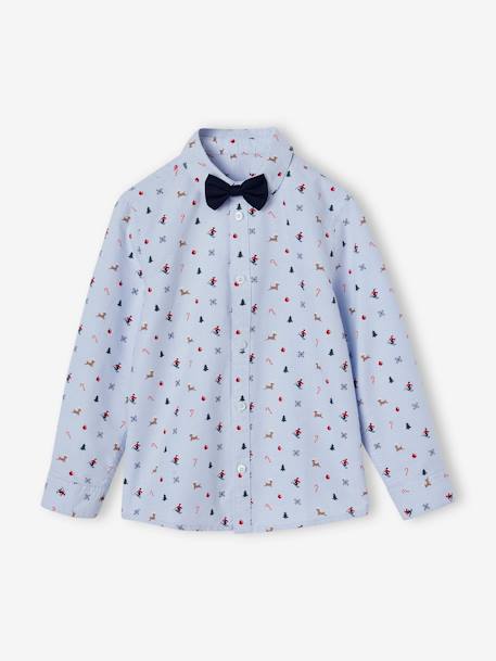 Coffret cadeau chemise noël et son noeud pap' garçon bleu chambray 5 - vertbaudet enfant 