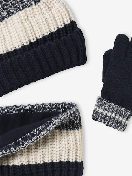 Ensemble colorblock bonnet + snood + gants garçon bleu nuit 9 - vertbaudet enfant 