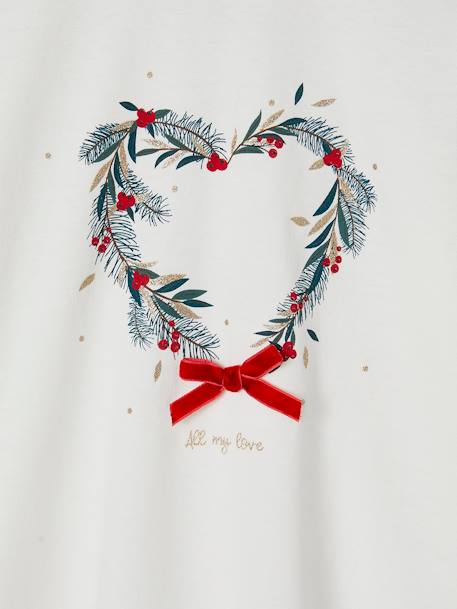 T-shirt fille noël couronne coeur détails pailletés écru 3 - vertbaudet enfant 