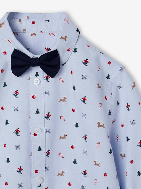 Coffret cadeau chemise noël et son noeud pap' garçon bleu chambray 3 - vertbaudet enfant 