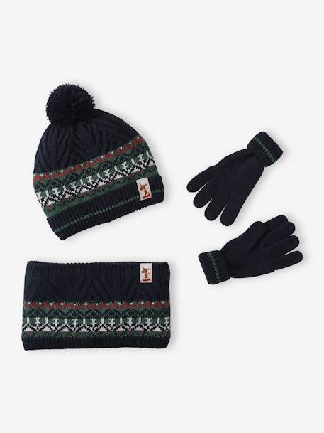 Coffret Noël Garçon bonnet + snood + gants vert sapin 9 - vertbaudet enfant 