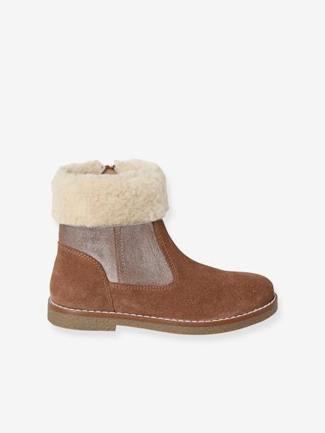 Boots enfant fille cuir fourrées et zippées camel 7 - vertbaudet enfant 