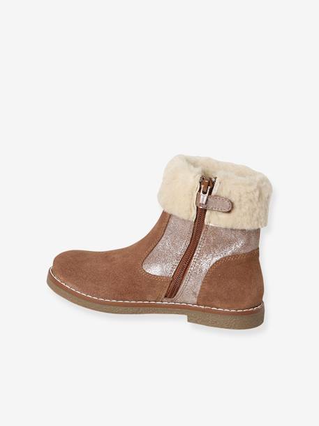 Boots enfant fille cuir fourrées et zippées camel 4 - vertbaudet enfant 