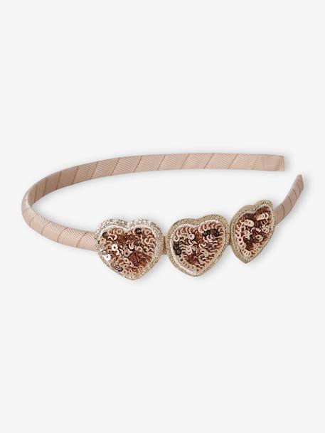 Serre-tête coeurs à sequins fille argent+or 8 - vertbaudet enfant 
