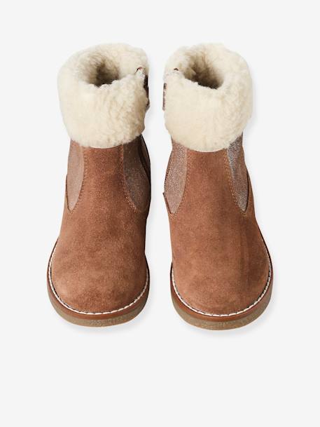 Boots enfant fille cuir fourrées et zippées camel 6 - vertbaudet enfant 