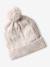 Ensemble fille bonnet, snood, gants en maille fantaisie écru+gris chiné+ROSE 2 - vertbaudet enfant 