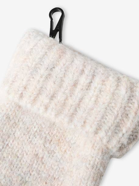 Ensemble fille bonnet, snood, gants en maille fantaisie écru+gris chiné+ROSE 6 - vertbaudet enfant 
