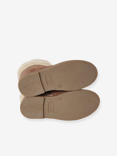 Boots enfant fille cuir fourrées et zippées camel 5 - vertbaudet enfant 