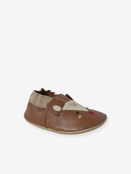 Chaussons élastiqués en cuir souple Rennes bébé marron 2 - vertbaudet enfant 