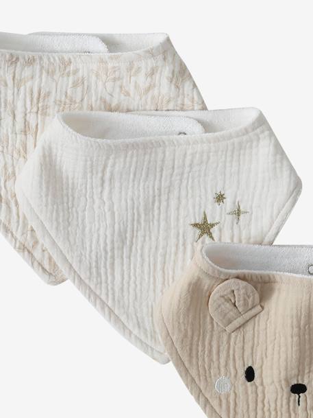 Lot 3 bavoirs bandanas en gaze de coton Bord de mer+Broceliande+Dans les bois+Hanoi+Hérisson+Hygge+lot renard+Mon coeur+Tanzanie 31 - vertbaudet enfant 