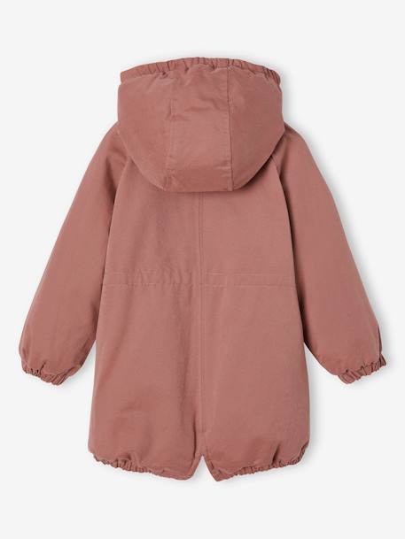 Parka fille à capuche doublée imitation fourrure bois de rose+noir 3 - vertbaudet enfant 