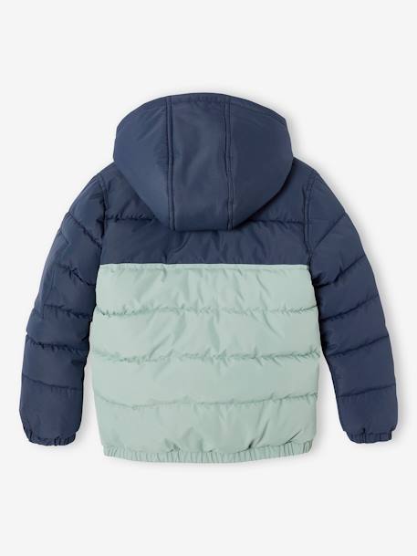 Doudoune garçon bicolore doublée polaire à capuche marron+vert sauge 11 - vertbaudet enfant 