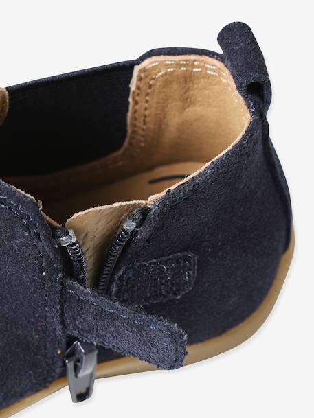Boots souples en cuir zippées et élastiquées camel+marine 11 - vertbaudet enfant 