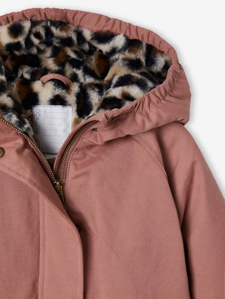 Parka fille à capuche doublée imitation fourrure bois de rose+noir 4 - vertbaudet enfant 