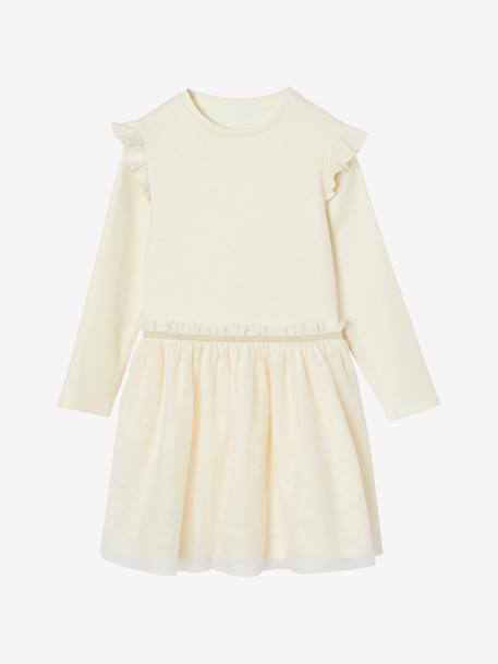 Robe Noël bi-matière jupon en tulle fille écru 3 - vertbaudet enfant 