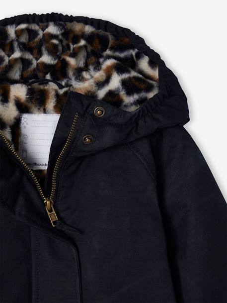Parka fille à capuche doublée imitation fourrure bois de rose+noir 12 - vertbaudet enfant 