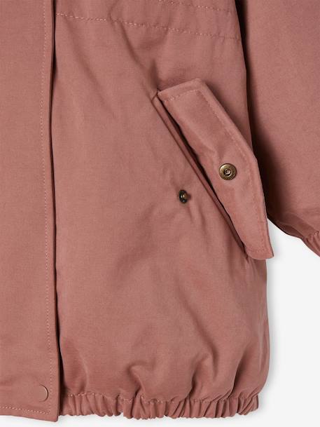 Parka fille à capuche doublée imitation fourrure bois de rose+noir 5 - vertbaudet enfant 