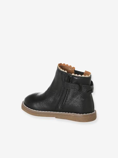 Boots bébé fille cuir zippées beige imprimé+bordeaux+CAMEL+marine+noir 39 - vertbaudet enfant 