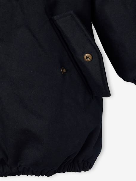 Parka fille à capuche doublée imitation fourrure bois de rose+noir 13 - vertbaudet enfant 