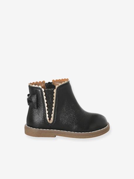 Boots bébé fille cuir zippées beige imprimé+bordeaux+CAMEL+marine+noir 38 - vertbaudet enfant 