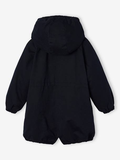 Parka fille à capuche doublée imitation fourrure bois de rose+noir 11 - vertbaudet enfant 