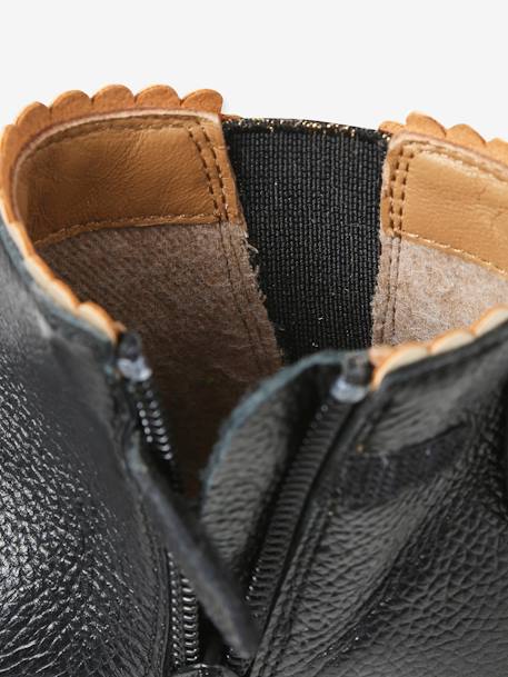Boots bébé fille cuir zippées beige imprimé+bordeaux+CAMEL+marine+noir 42 - vertbaudet enfant 