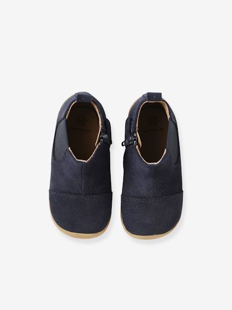Boots souples en cuir zippées et élastiquées camel+marine 9 - vertbaudet enfant 