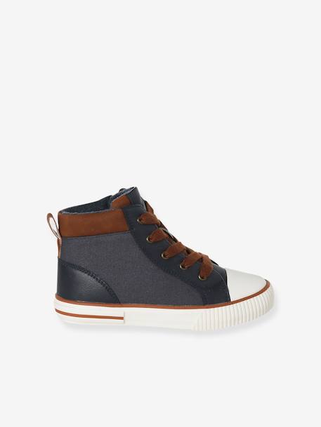 Baskets montantes lacées et zippées enfant marine 2 - vertbaudet enfant 