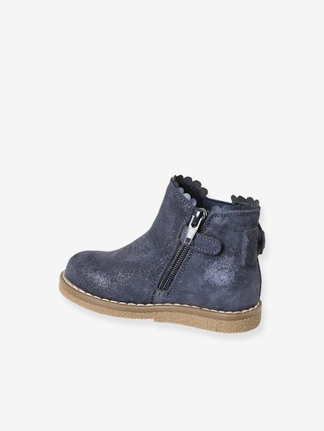 Boots bébé fille cuir zippées beige imprimé+bordeaux+CAMEL+marine+noir 33 - vertbaudet enfant 