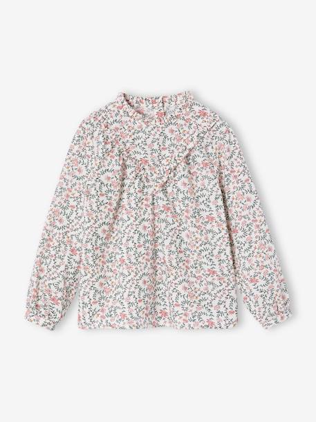 Blouse fille à volants imprimée fleurs écru 1 - vertbaudet enfant 