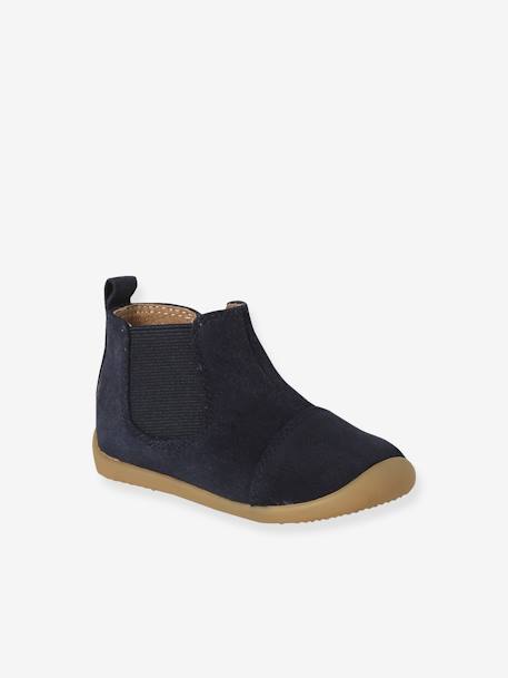 Boots souples en cuir zippées et élastiquées camel+marine 6 - vertbaudet enfant 