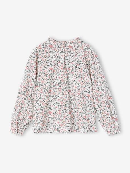 Blouse fille à volants imprimée fleurs écru 2 - vertbaudet enfant 