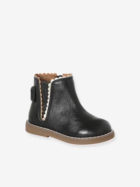 Boots bébé fille cuir zippées beige imprimé+bordeaux+CAMEL+marine+noir 37 - vertbaudet enfant 