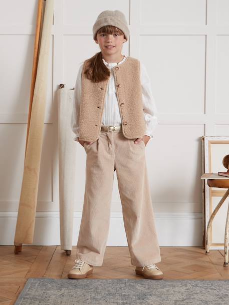 Pantalon large beige+framboise+marine 2 - vertbaudet enfant 