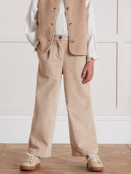 Pantalon large beige+framboise+marine 1 - vertbaudet enfant 
