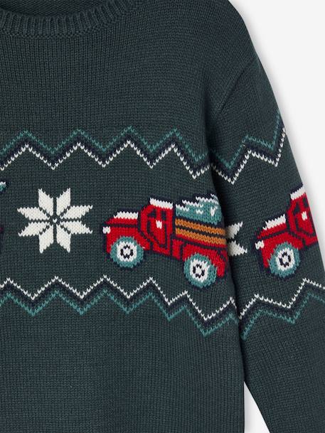 Coffret Noël pull jacquard et bonnet à pompon garçon vert sapin 3 - vertbaudet enfant 