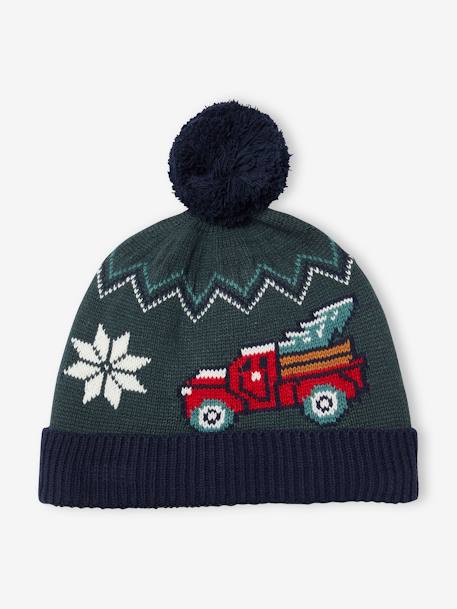 Coffret Noël pull jacquard et bonnet à pompon garçon vert sapin 4 - vertbaudet enfant 