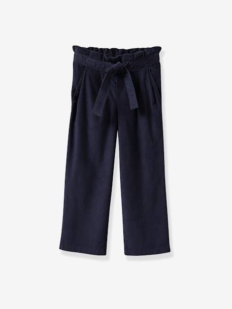 Pantalon large fille en velours marine 1 - vertbaudet enfant 