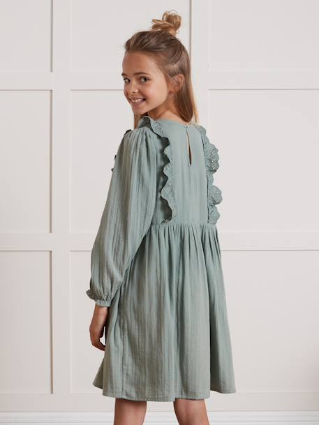 Robe fille en gaze de coton vert 3 - vertbaudet enfant 