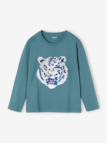 T-shirt à sequins réversibles garçon vert d'eau 2 - vertbaudet enfant 