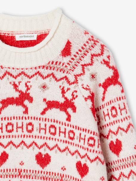 Pull jacquard Noël détails en fil brillant fille écru 3 - vertbaudet enfant 