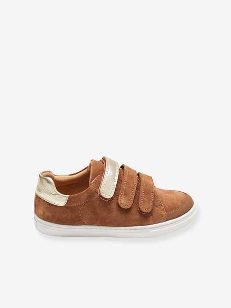 Baskets enfant fille en cuir à scratchs marine+marron+noir 7 - vertbaudet enfant 
