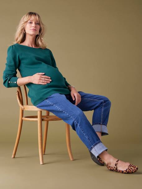 Pull maille fine détails boutons dorés noir+vert sapin 9 - vertbaudet enfant 
