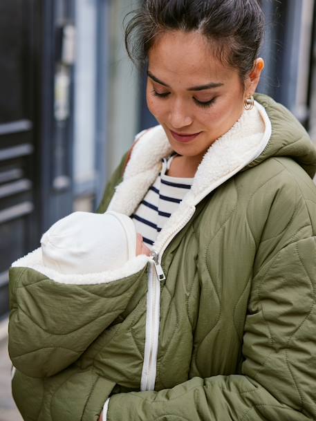 Doudoune grossesse évolutive protège bébé kaki 1 - vertbaudet enfant 