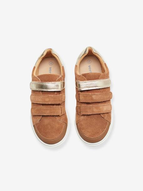 Baskets enfant fille en cuir à scratchs marine+marron+noir 9 - vertbaudet enfant 