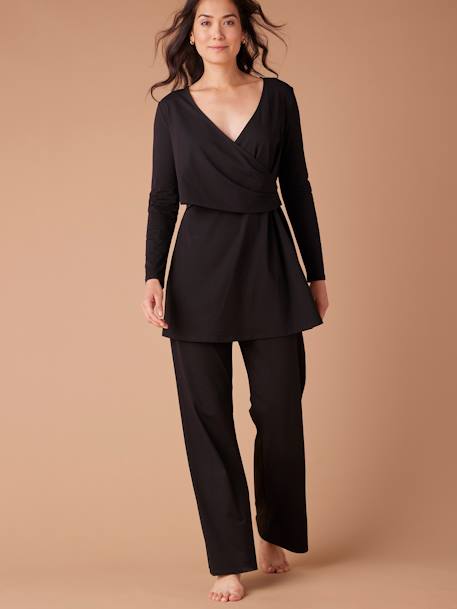 Kit maternité 2 en 1 robe -tunique et pantalon large noir 4 - vertbaudet enfant 