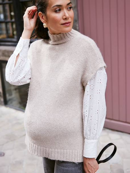 Pull de grossesse évolutif 2 en 1 beige chiné 1 - vertbaudet enfant 