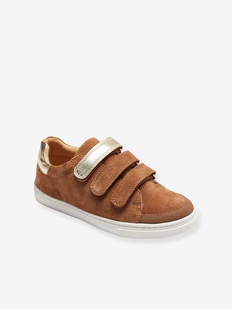 Baskets enfant fille en cuir à scratchs marine+marron+noir 6 - vertbaudet enfant 