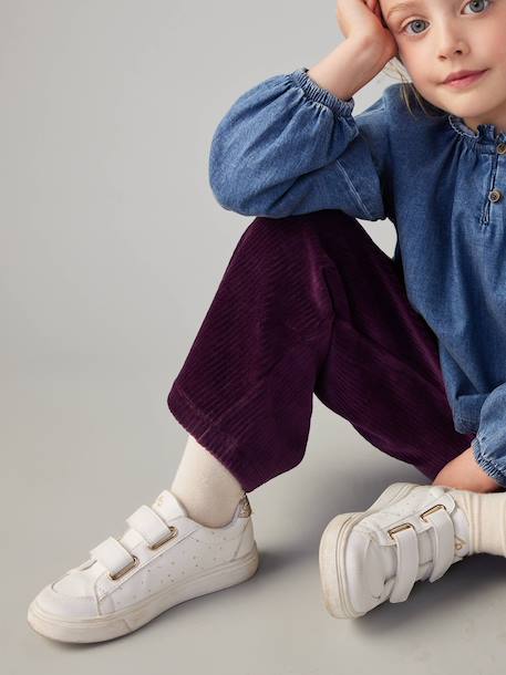 Baskets enfant fille synthétique détails dorés blanc imprimé 1 - vertbaudet enfant 